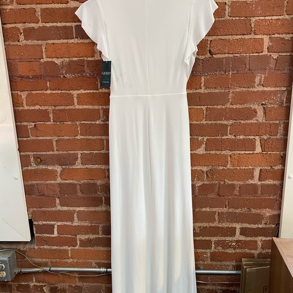 White Flutter-Sleeve Surplice Maxi Dress - Picture 4 of 7